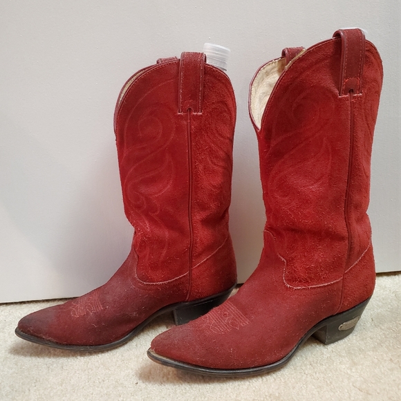 Vintage Red Suede Cowboy Boots | Poshmark